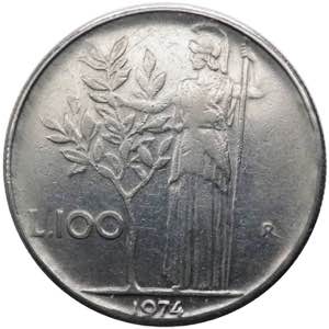 100 lire 1974 tipo Minerva I°tipo - ... 