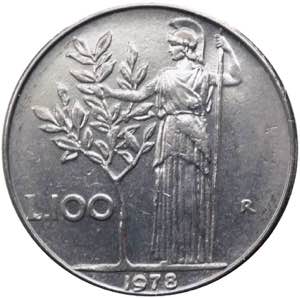 100 lire 1978 tipo Minerva I°tipo  asse ... 