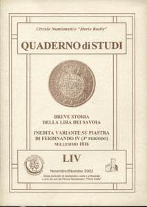 A.A.V.V. -  Quaderno di studi LIV. Indice; ... 