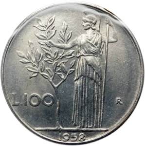 Monetazione in lire - 100 LIRE 1958  D/ ... 
