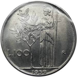 Monetazione in lire - 100 LIRE 1959  D/ ... 