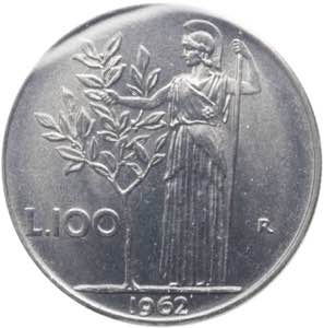 Monetazione in lire - 100 LIRE 1962  D/ ... 