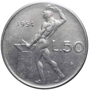 Monetazione in lire - 50 lire 1954  D/  ... 