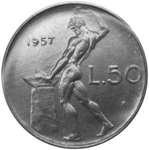 Monetazione in lire - 50 lire 1957 D/  ... 