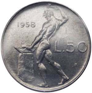 Monetazione in lire - 50 lire 1958 D/ ... 