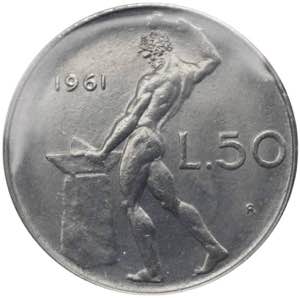 Monetazione in lire - 50 lire 1961   D/  ... 