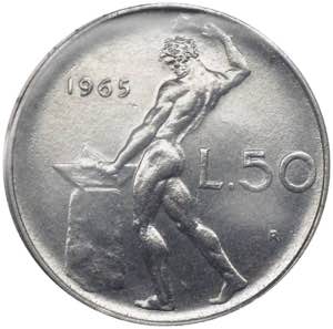 Monetazione in lire - 50 lire 1965   D/  ... 