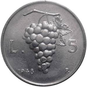 Monetazione in lire - 5  Lire 1948 D/ ... 