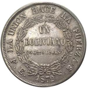 Bolivia (dal 1825) - 1 Boliviano 1872 - KM# ... 