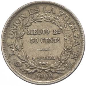Bolivia (dal 1825) - 50 centesimo (1/2 ... 