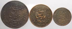 Tunisia - lotto di 3 monete da 2, 5 e 10 ... 