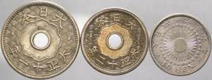 Giappone - lotto di 3 monete da 5 e 10 sen ... 