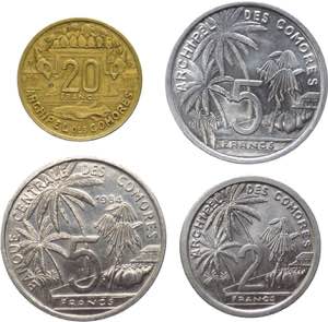 Isole Comores - lotto di 4 monete di taglio, ... 