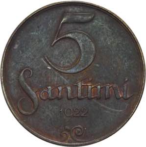 Lettonia -  repubblica - 5 santimi 1922 - ... 