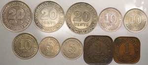 Malesia - lotto di 10 monete di tagli, anni ... 