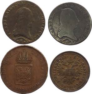 Austria - lotto di 4 monete da 1 kreutzer  ... 