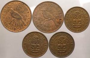 Nuova Zelanda - lotto di 5 monete di cui 3 ... 