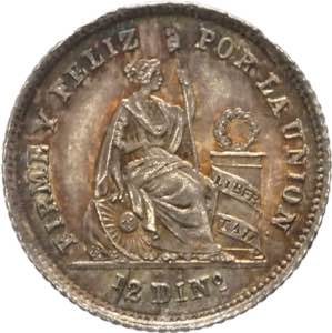Perù - repubblica (dal 1822) - 1/2 dinero ... 