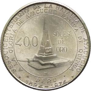 Perù - repubblica (dal 1822) - 400 pesos ... 
