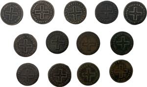 Savoia - lotto di 13 monete da 2 denari di ... 