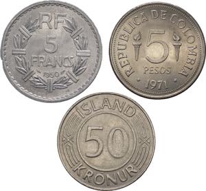 Lotto di 3 monete composto da Francia 5 ... 