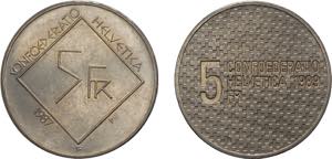 Svizzera - lotto di 4 monete da 5 franchi di ... 
