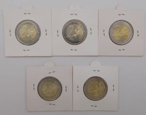 Francia -  lotto di 5 monete da 2 euro 2008, ... 