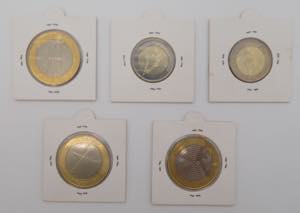 Slovenia - lotto di 5 monete da 3 e 2 euro ... 