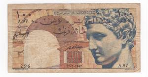 Tunisia - 100 franchi  - N° serie: 296 A.97 ... 