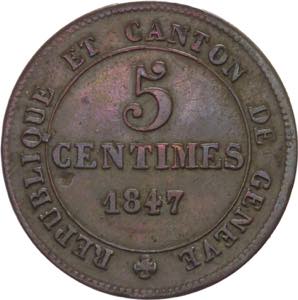 Svizzera - Cantone di Ginevra -  5 centesimi ... 