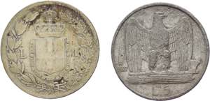 Regno dItalia - lotto di 2 monete: Umberto ... 