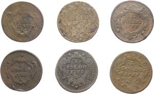 Gorizia - lotto di 6 monete da 1 soldo anni ... 