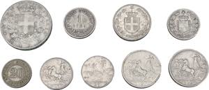 Regno dItalia - lotto di 9 monete di taglio ... 