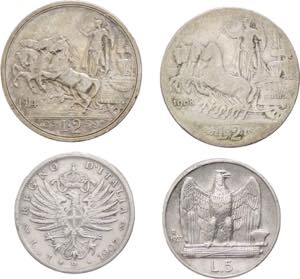 Regno dItalia - lotto di 4 monete di anni, ... 
