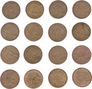 Australia - lotto di 16 monete da 1 penny ... 