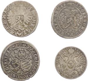 Austria -  lotto di 4 monete da 3 Kreuzer di ... 