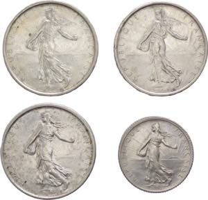 Francia -  lotto di 4 monete, anni vari - Ag 