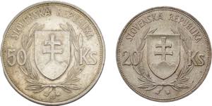 Slovacchia - lotto di 2 monete da 20 corone ... 