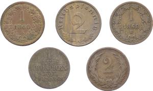 Monete estere - lotto di 5 monete di area ... 