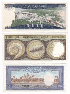 Cambogia - Lotto n.3 Banconote - 50 Riels ... 