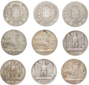 Regno d’Italia - Lotto n.9 monete composto ... 