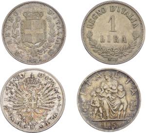 Regno d’Italia - Lotto di 4 monete: ... 