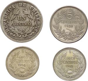 Cile - Repubblica (dal 1818) - lotto di 4 ... 