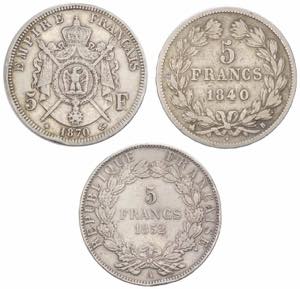 Lotto 3 Monete: Francia - Napoleone III ... 