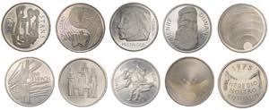 Svizzera - lotto di 10 monete da 5 franchi ... 