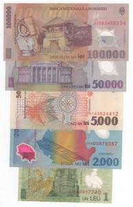 Romania - Lotto n.5 Banconote - 1 Leu ... 