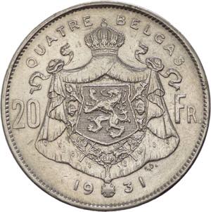 Belgio - Alberto I (1909-1934) - 20 franchi ... 