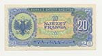ALBANIA - Banconota 20 Franga 1945 