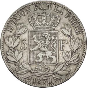 Belgio - Leopoldo II (1865-1909) - 5 Franchi ... 