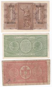 Italia - lotto di 3 banconote da 1 lira ... 